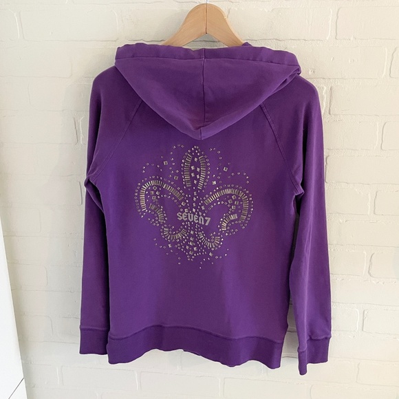 Vintage Y2K 7 for All Mankind Women’s Hoodie Studds Pockets Full zip Sz M - Picture 1 of 12